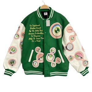 New Saint M Michael Takashi Murakami Varsity Jacket Stadium Jumper Green XL